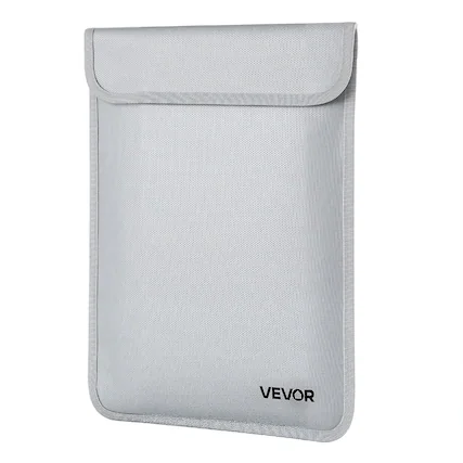 Front. VEVOR - Fireproof Document Bag, 2192 ℉ Heat Insulated Fireproof & Waterproof Bag with Smooth Zipper, Portable File Storage - Silver Gray.