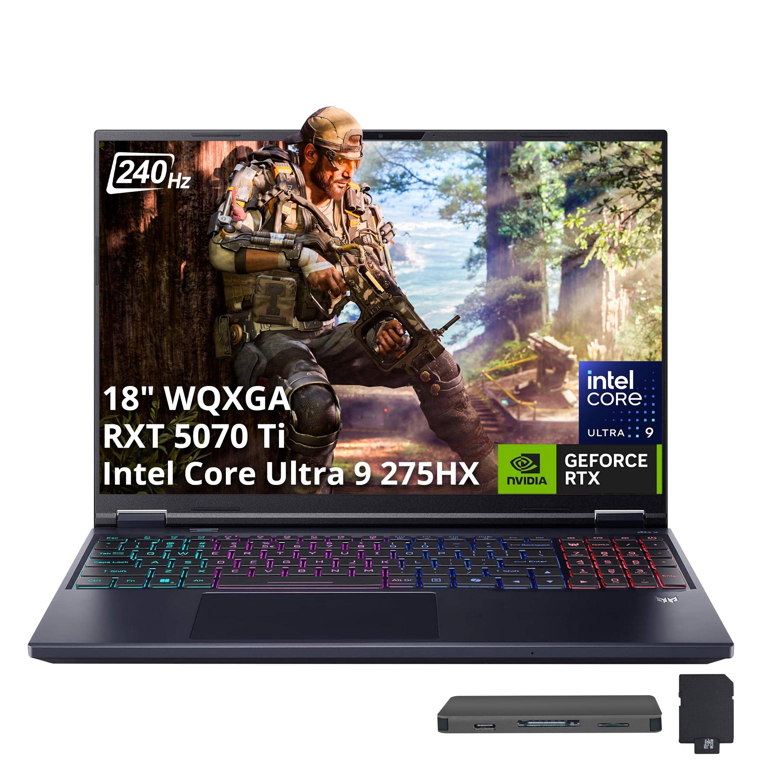 Acer - Upgraded - Predator Helios Neo 18" Gaming Laptop,Intel Core Ultra 9 275HX,RTX 5070 Ti,32GB RAM,2TB SSD+1TB Dock Set,Win11 Pro - Black