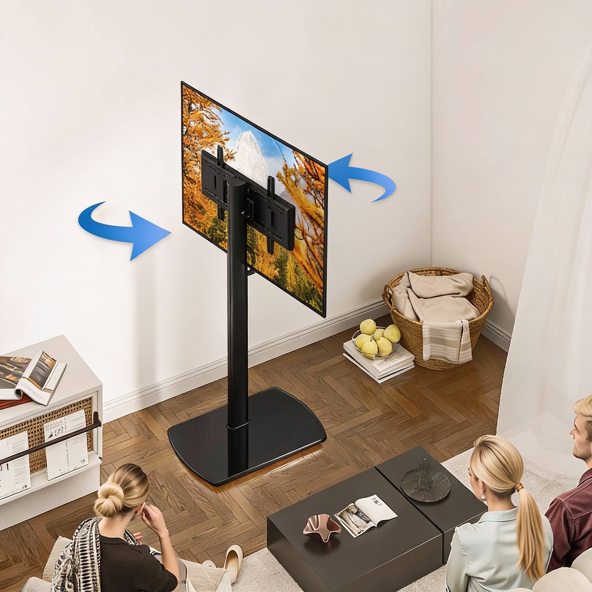 Alt View 1. Frangdom - stand for 27-70 inch Universal TV Floor Stand with Swivel Mount, Height Adjustable - White.