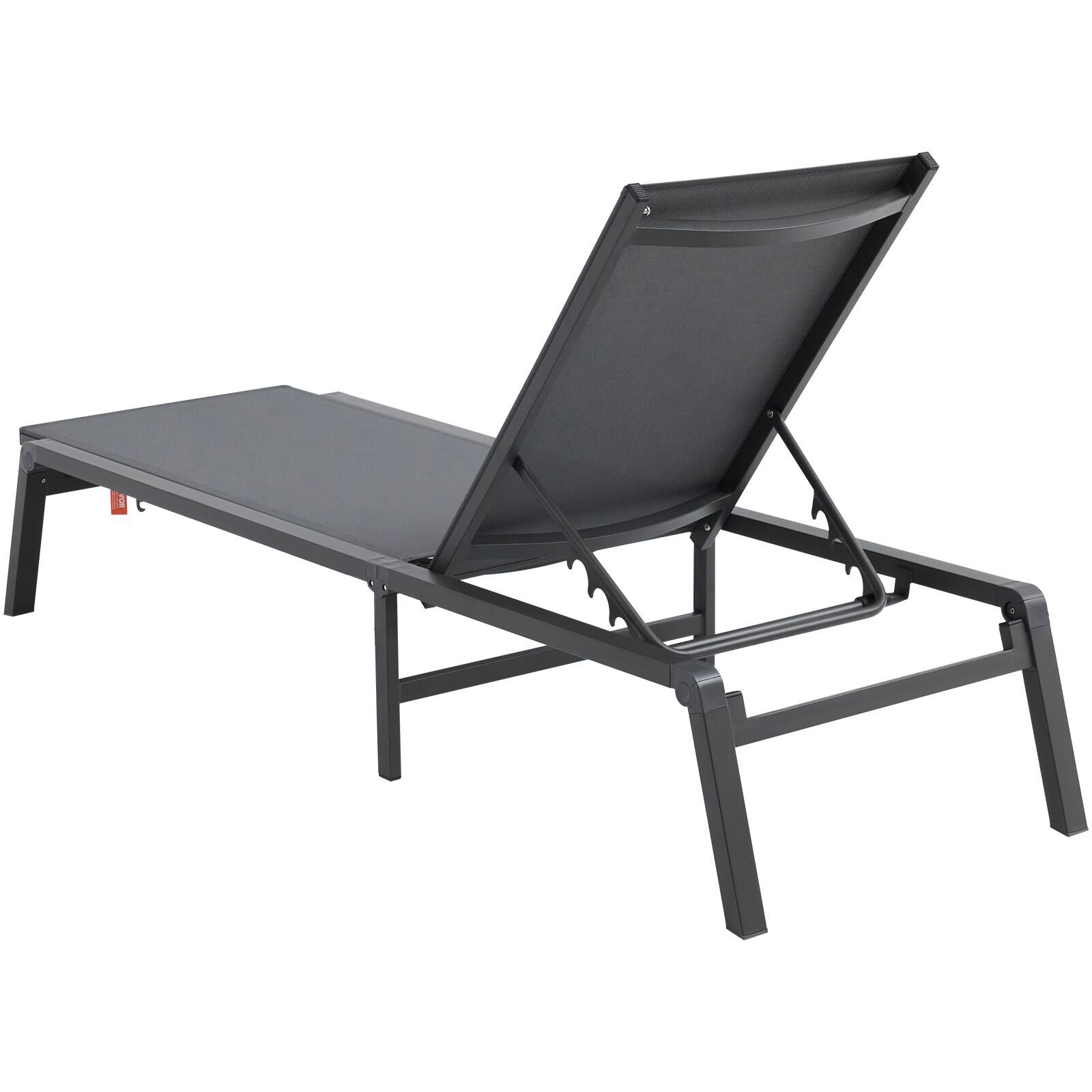 Alt View 5. VEVOR - Chaise Lounge Chairs Outdoor, Aluminum Patio Lounge Chairs with Adjustable 5-Position, Folding Pool Lounge Chairs - Dark Grey.