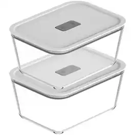 OU - Glass Food Storage Container Set 4pc (set of 2) Airtight with Microwave Valve, Stackable