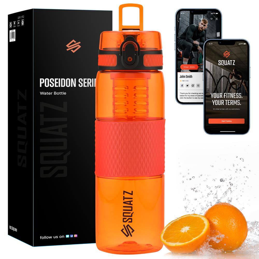 1. POSEIDON SERIES Water Bottle
2. SQUATZ
3. follow us on
4. SQUATZ
5. John Smith
6. YOUR FITNESS. YOUR TERMS.
7. Start Training