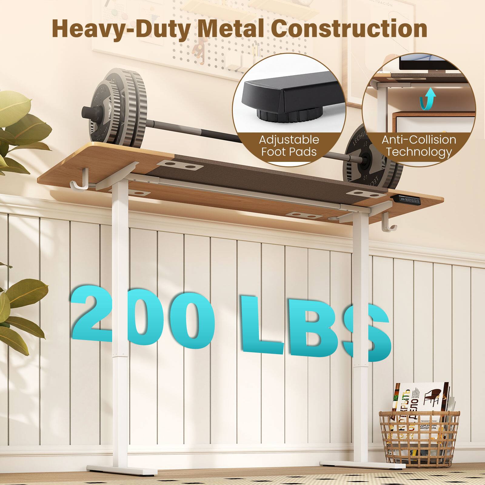 Heavy-Duty Metal Construction  
Adjustable Foot Pads  
Anti-Collision Technology  
200 LBS
