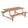 Front. Costway - Costway Acacia Wood Patio Picnic Table Bench Set with 71" Tabletop & 2" Umbrella Hole - Brown.