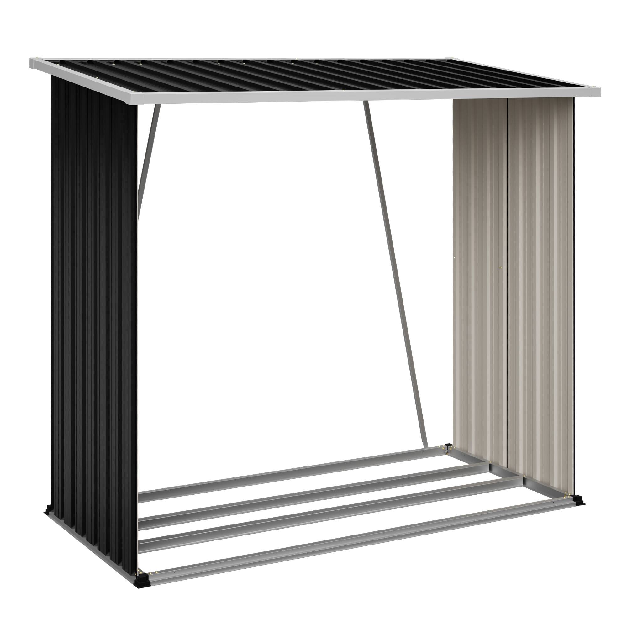 Alt View 9. Loheer - Loheer 62 Cu Ft Metal Storage Shed Weatherproof Outdoor Firewood Rack Patio Organizer for Lawn Mower Yard Tool.