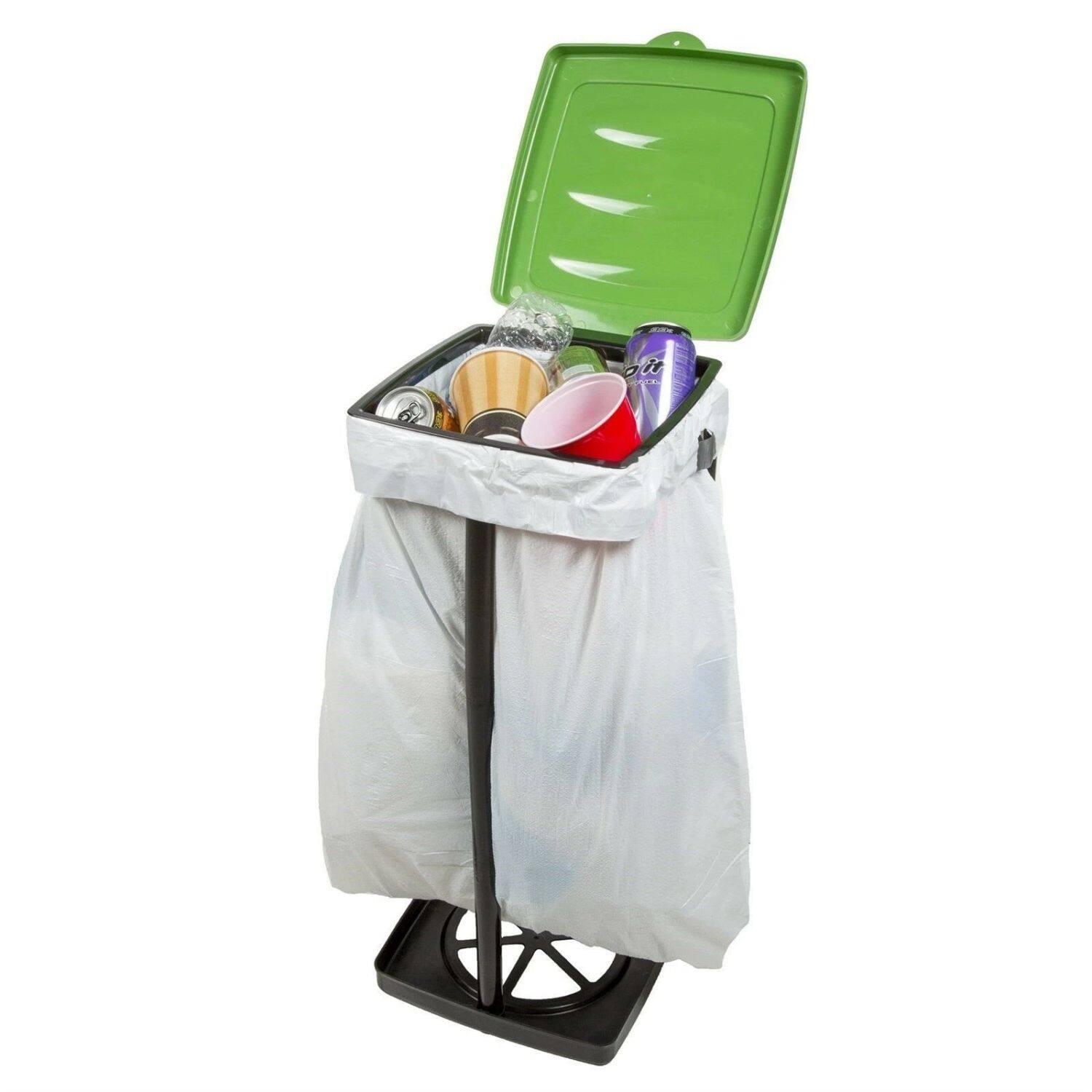 Alt View 1. Home Collection - Collapsible Trash Bag Holder – Portable Indoor/Outdoor Trash Can for Garbage (Green).