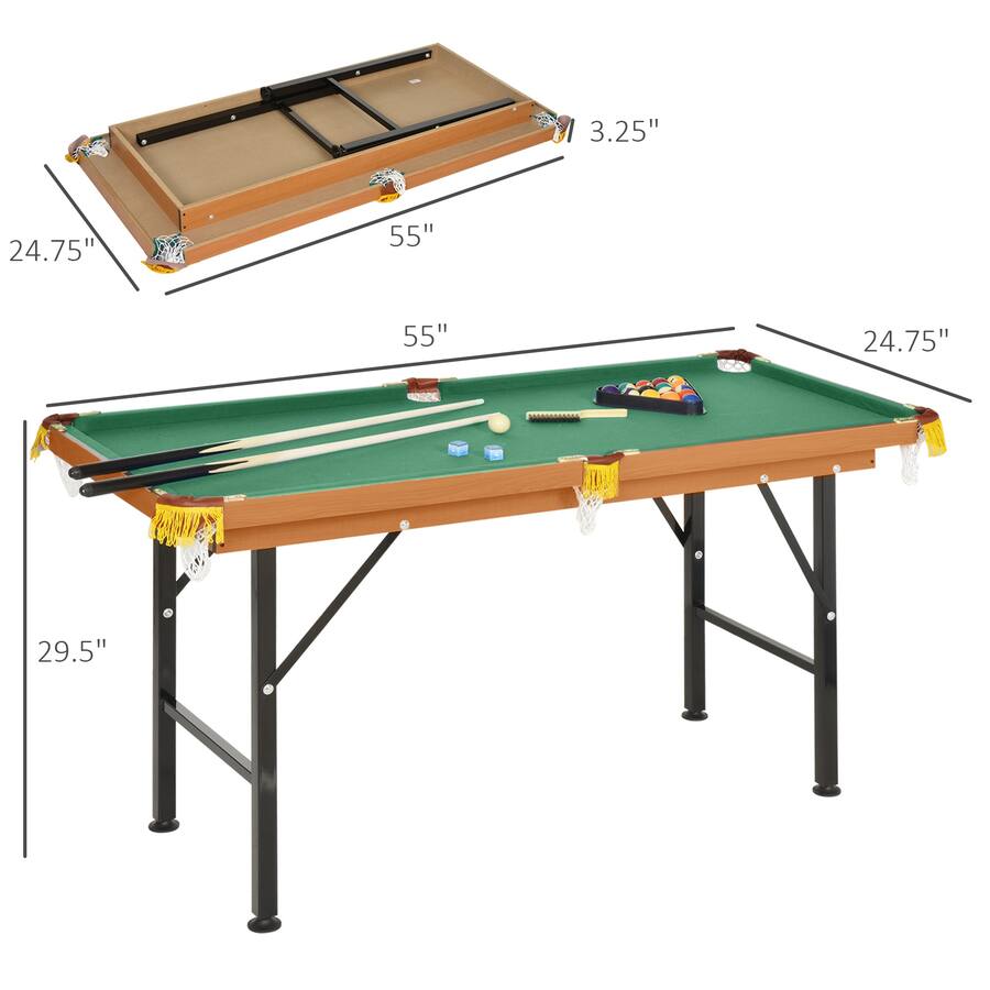 Soozier 55" Portable Folding Billiards Table Game Pool Table for Whole