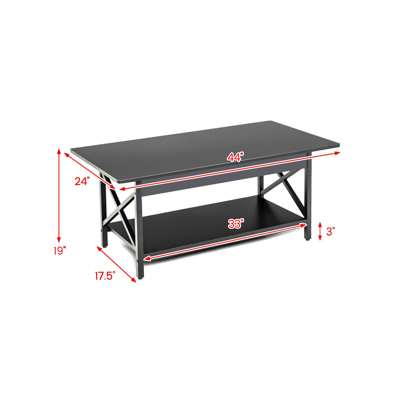 44" x 24" x 33" x 19" x 17.5" x 3"