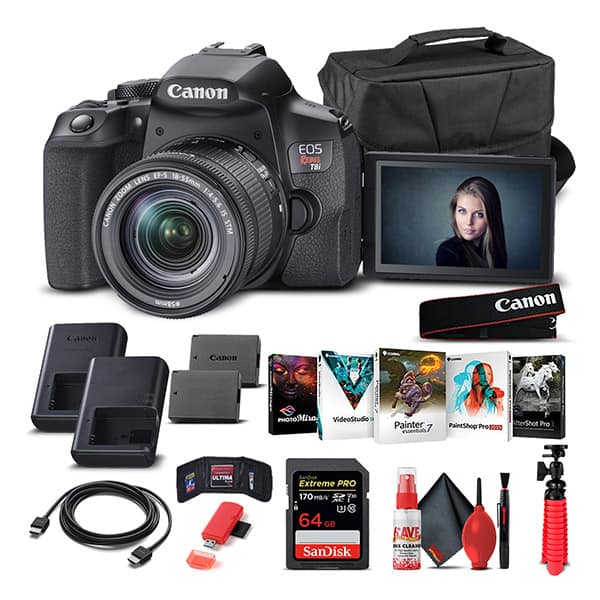 Canon - EOS Rebel T8i DSLR Camera W/ 18-55mm Lens 3924C002 - Basic Bundle