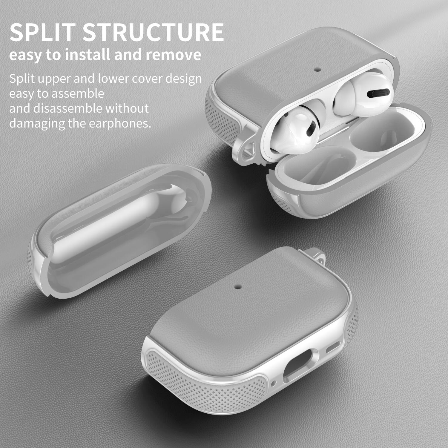 SPLIT STRUCTURE  
easy to install and remove  

Split upper and lower cover design  
easy to assemble and disassemble without damaging the earphones.