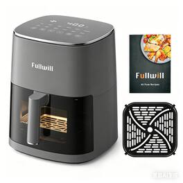 Fullwill - 6-Qt Air Fryer with Viewing Window, 1700W, 12 Presets, Nonstick Basket - Gray