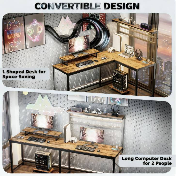 CONVERTIBLE DESIGN

L Shaped Desk for Space-Saving

Long Computer Desk for 2 People