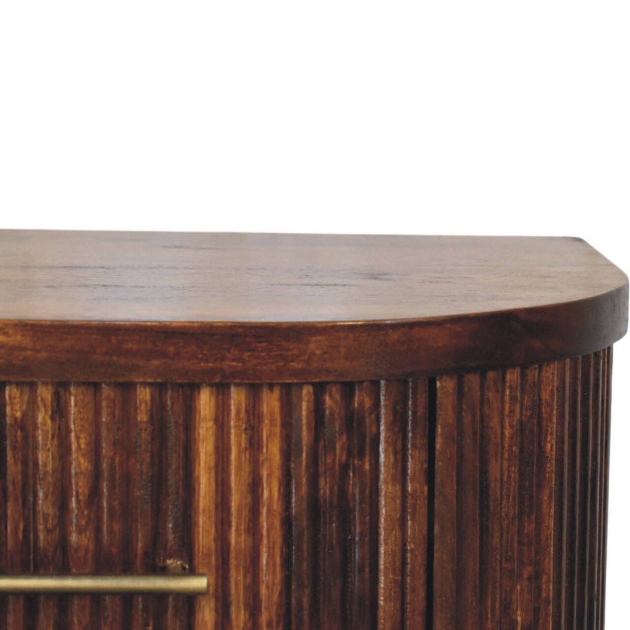 Back. Artisan Furniture - Artisan Furniture Solid Wood Ribbed Bedside with Brass Handles, 2 Drawers, Brown - Brown.