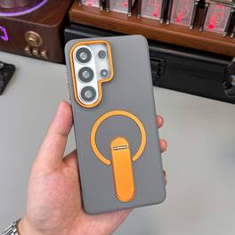 Dteck - Rugged Magnetic Case for Samsung Galaxy S26 Ultra with Integrated Stand, Slim Shockproof Dual Layer Protective Cover - Gray
