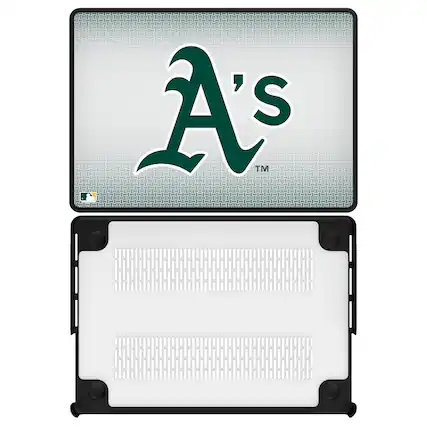Front. Keyscaper - Oakland Athletics Linen MacBook Case - Pro 14 in - Multicolor.