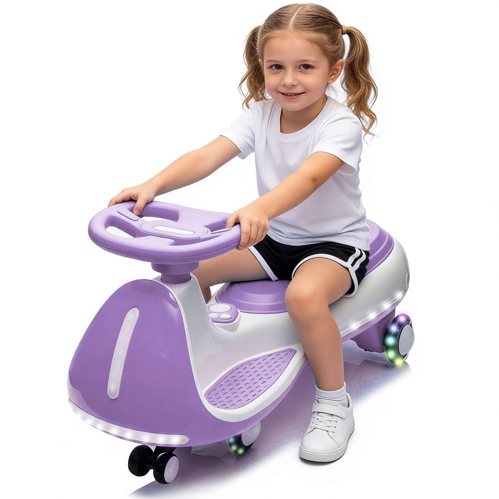 Front. Ropilly - Ropilly 12v kids electric wiggle car purple ride on toy with LED lights.