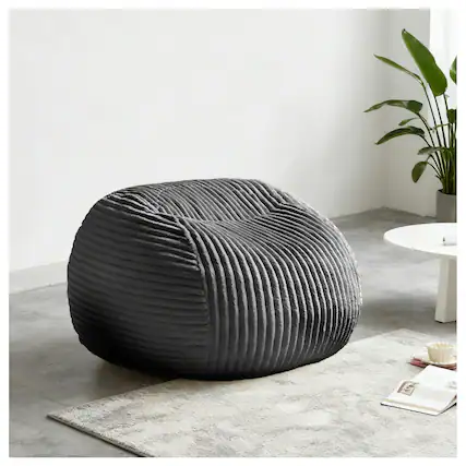 Front. GOODSILO - Ultra Plush Memory Foam Bean Bag Chair - Comfortable Lounge Sofa for Bedroom, Living Room, Dorm - Gray.