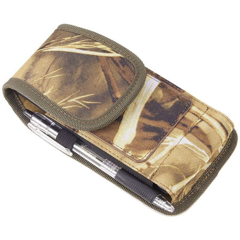 Alt View 3. LUXMO - LUXMO Large Vertical Universal Nylon Phone Pouch with Dual Card Slots - Tree Camo - Green.