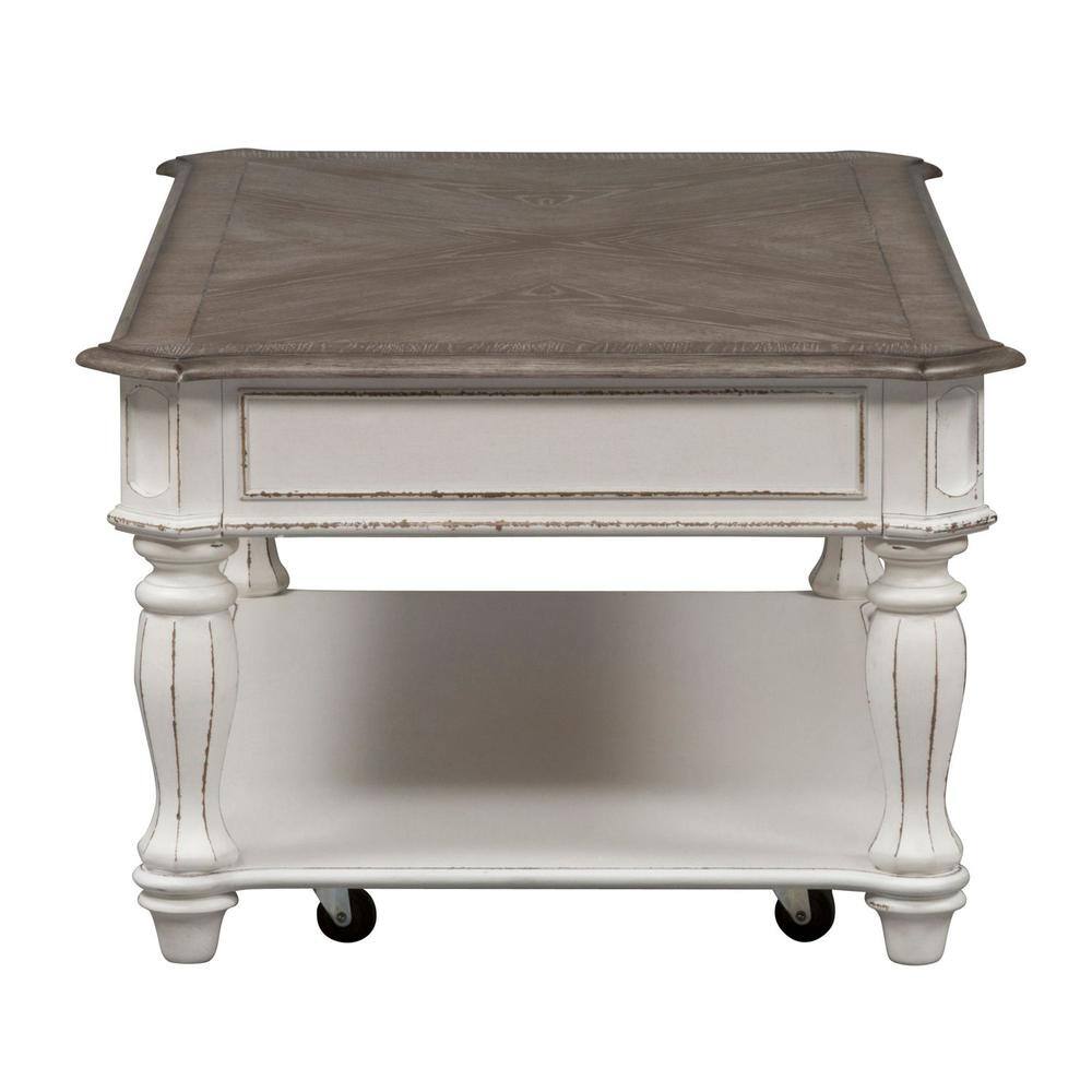 Front. Liberty Furniture Industries - Magnolia Manor Rectangular Cocktail Table in Antique White - White.