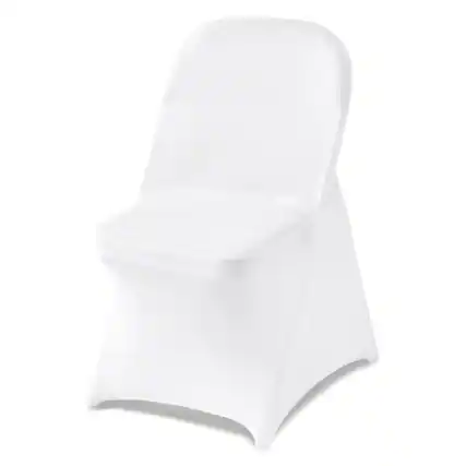 Front. VEVOR - 150 Pcs White Chair Covers, Polyester Spandex Chair Cover, Stretch Slipcovers for Wedding Party Dining Banquet - White.