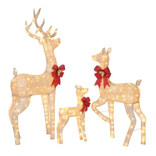 Front. Winado - 3PCS 5 FT Christmas Lighted Reindeer Family Deer Set for Indooor / Outdoor Holiday Lawn Decoration - Golden.