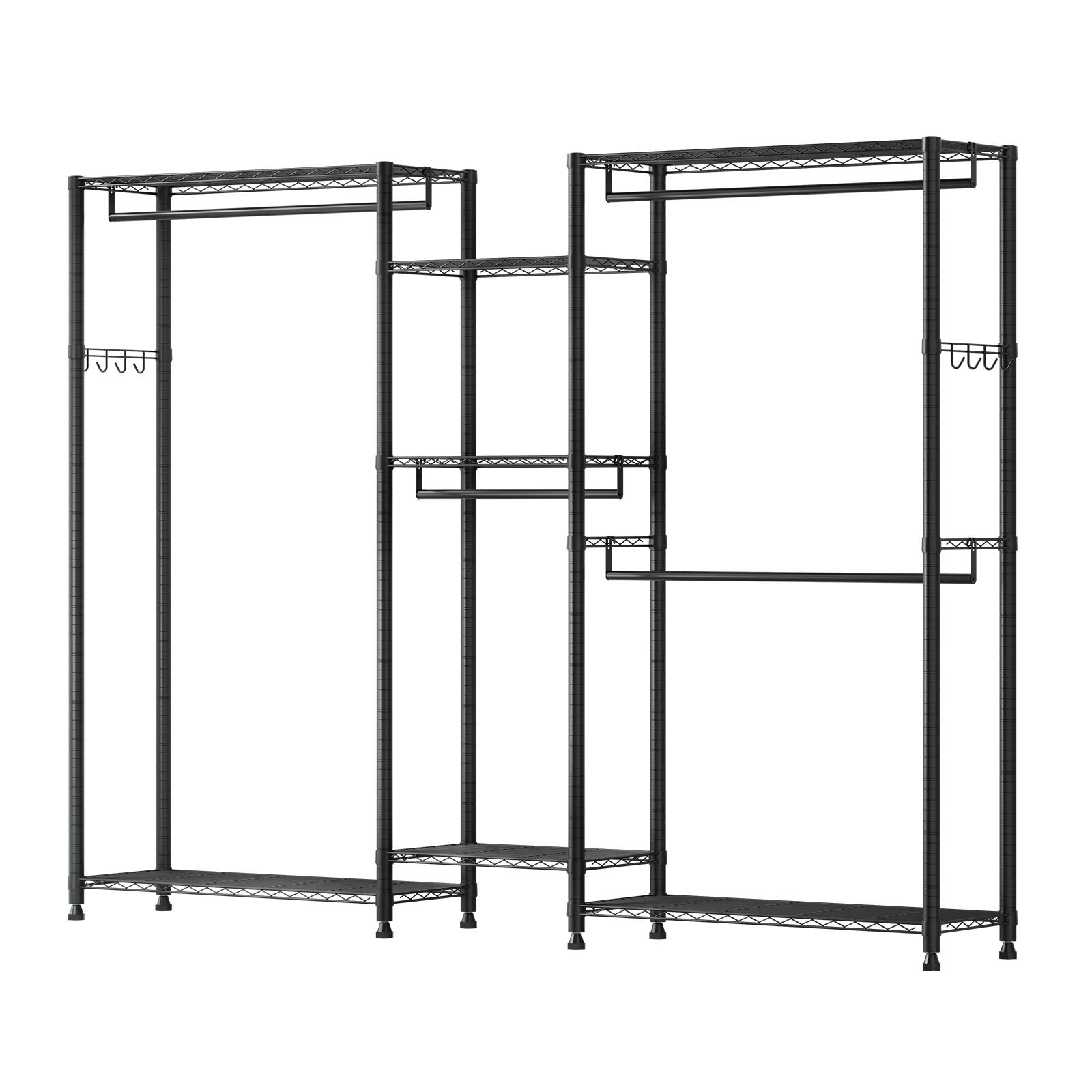 Alt View 5. VEVOR - Clothing Garment Rack, Heavy Duty Closet Wardrobe, 7 Adjustable Tiers Clothes Racks with Steel Frame - Black.
