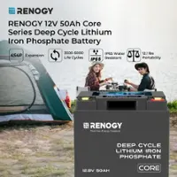 Renogy - 12V 50Ah Core Series Deep Cycle Lithium Iron Phosphate Battery - Front_Zoom