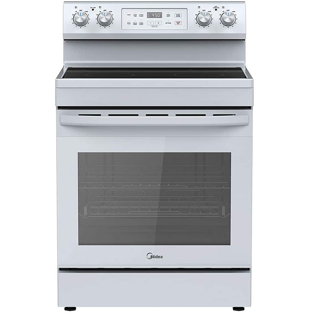 Midea - 6.3 CuFt 4-Burner Freestanding Electric Range - White