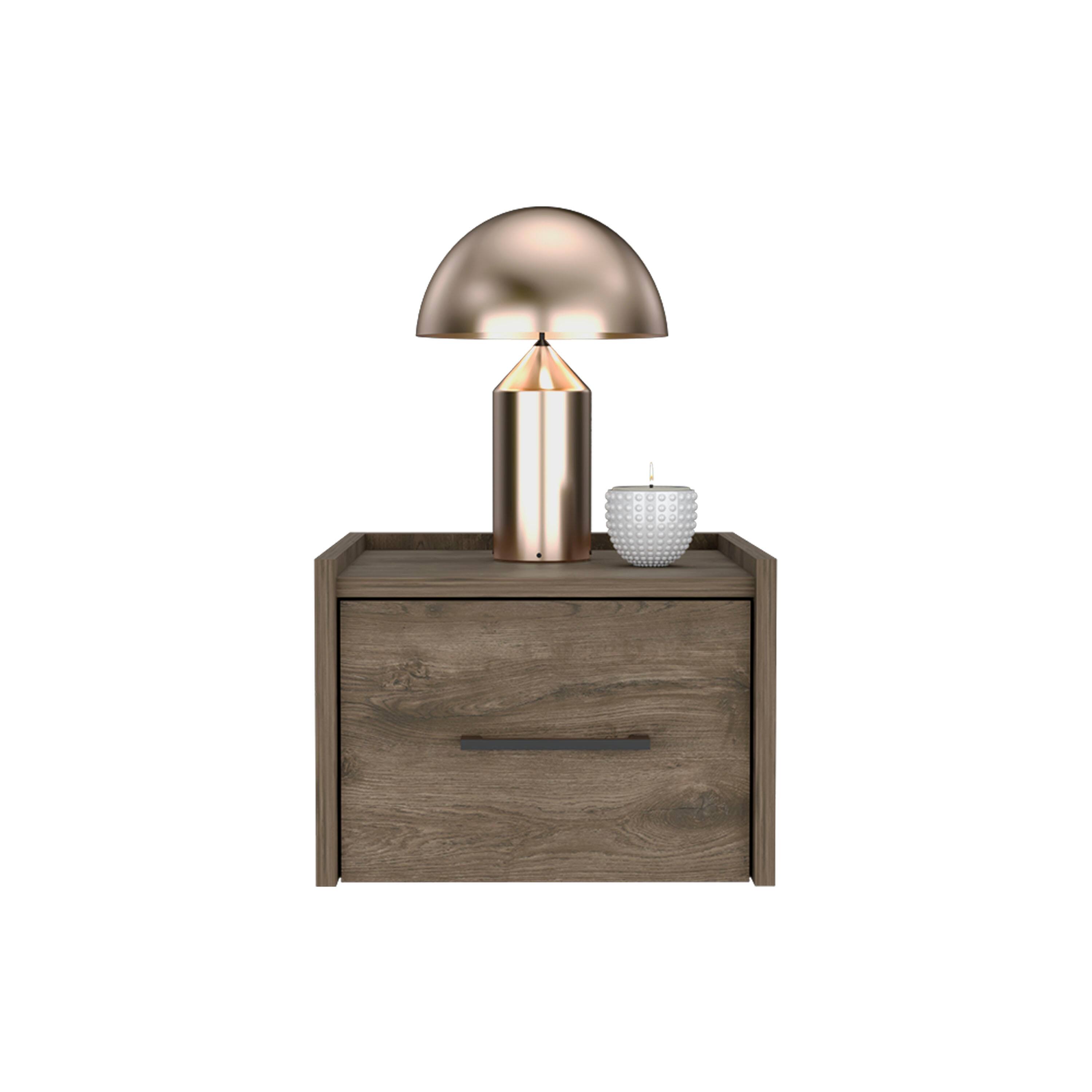 Alt View 2. Tiramisubest - Floating Nightstand, Space-Saving Design with Handy Drawer and Surface, Dark Brown - Dark Brown.