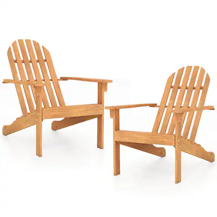 Front. Costway - Costway 2 PCS Patio Adirondack Chair with Inclined Seat High Backrest for Porch Backyard - Natural.