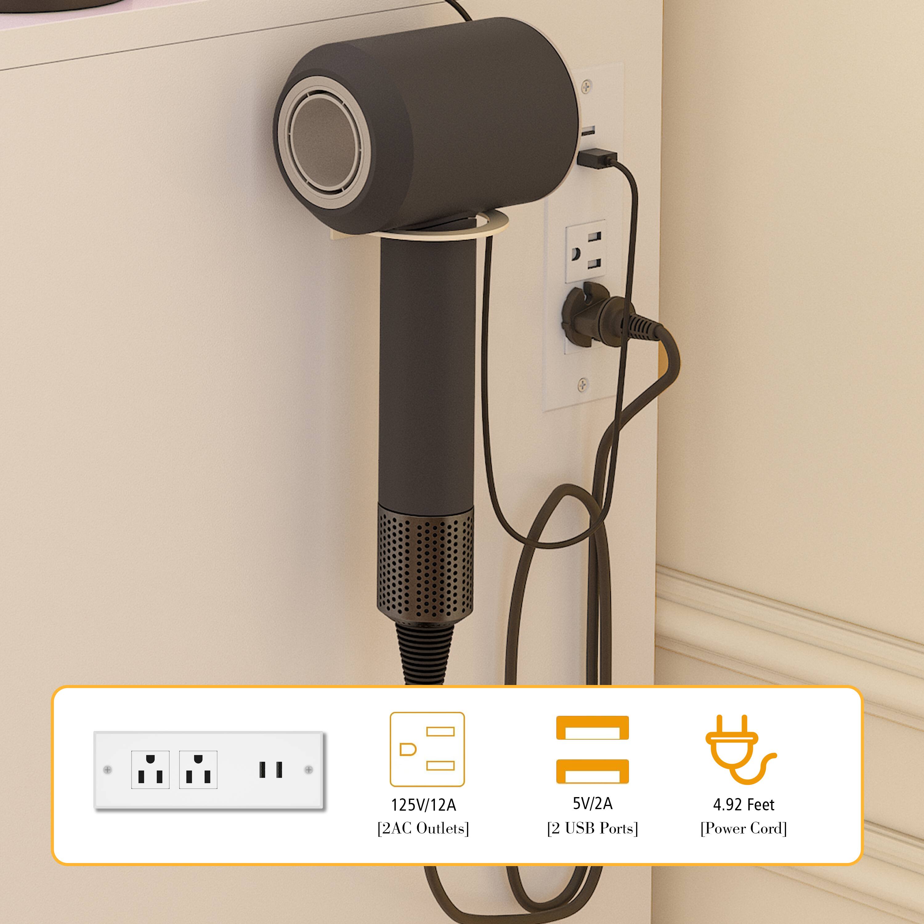 125V/12A [2 AC Outlets]  
5V/2A [2 USB Ports]  
4.92 Feet [Power Cord]