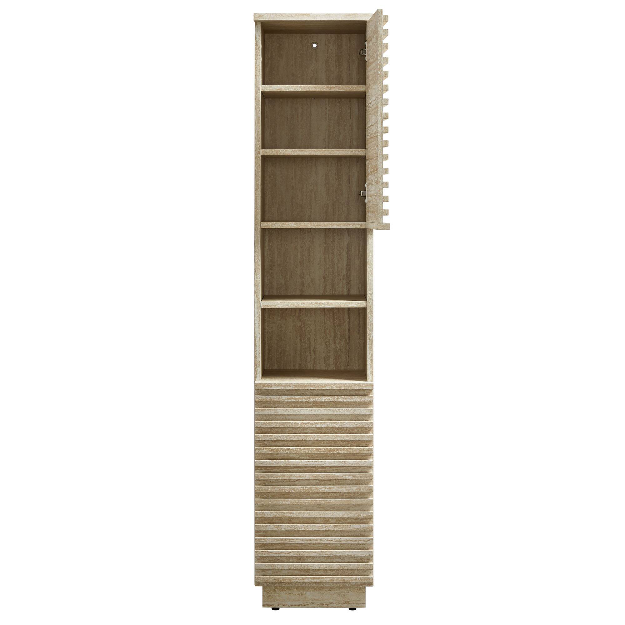 Alt View 5. Modway - Render Tall Narrow Faux Travertine Linen Storage Cabinet by Modway - Travertine.