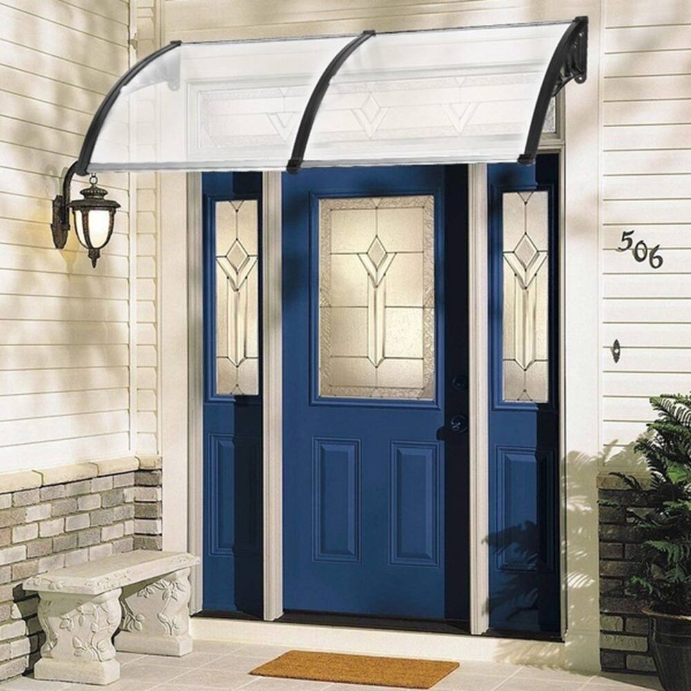 Left. Winado - 80x40"Window Awning Canopy, Polycarbonate Front Door Patio Cover for UV, Rain, Snow & Sunlight Protection.