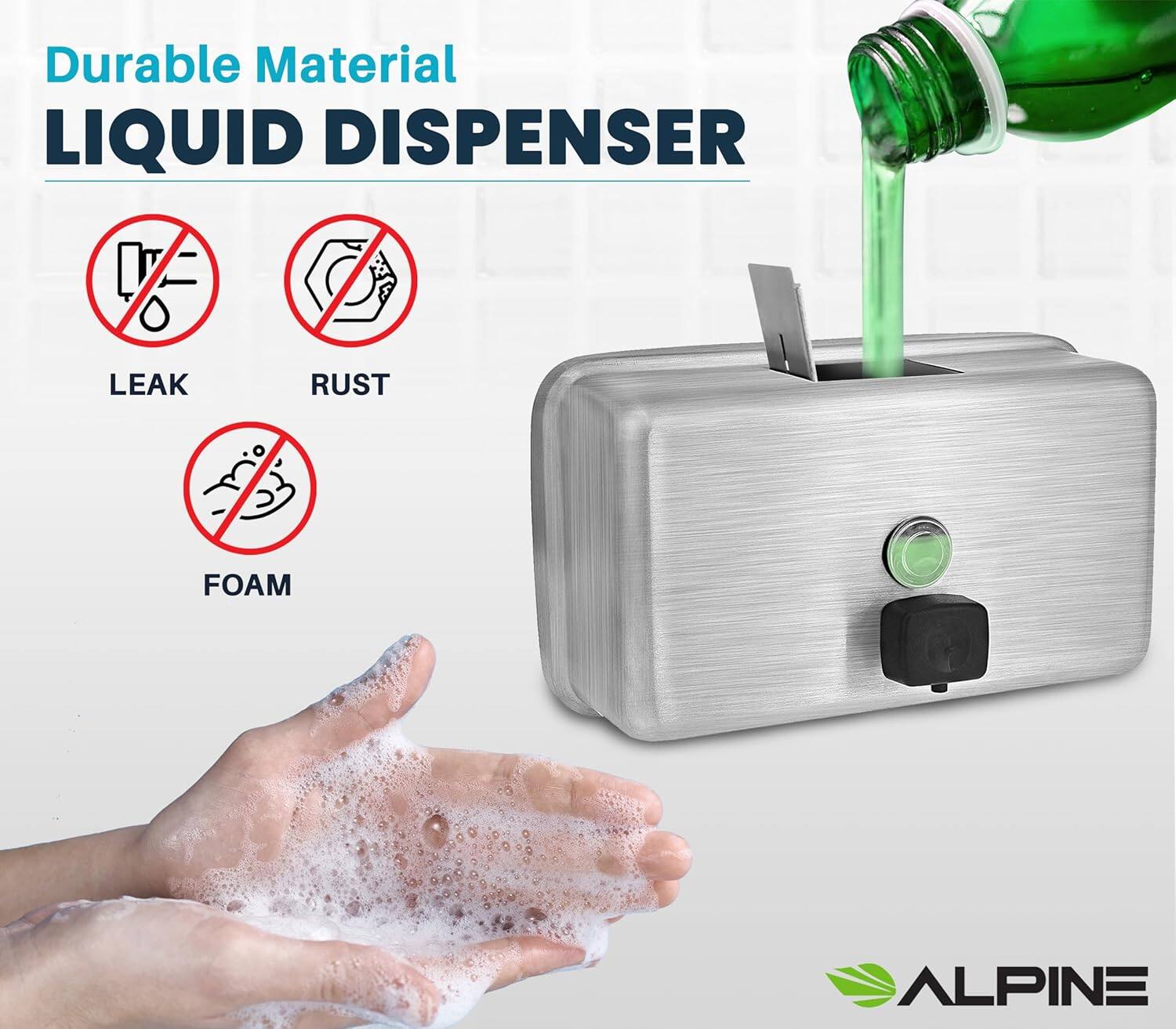 Durable Material LIQUID DISPENSER, LEAK, RUST, FOAM, ALPINE