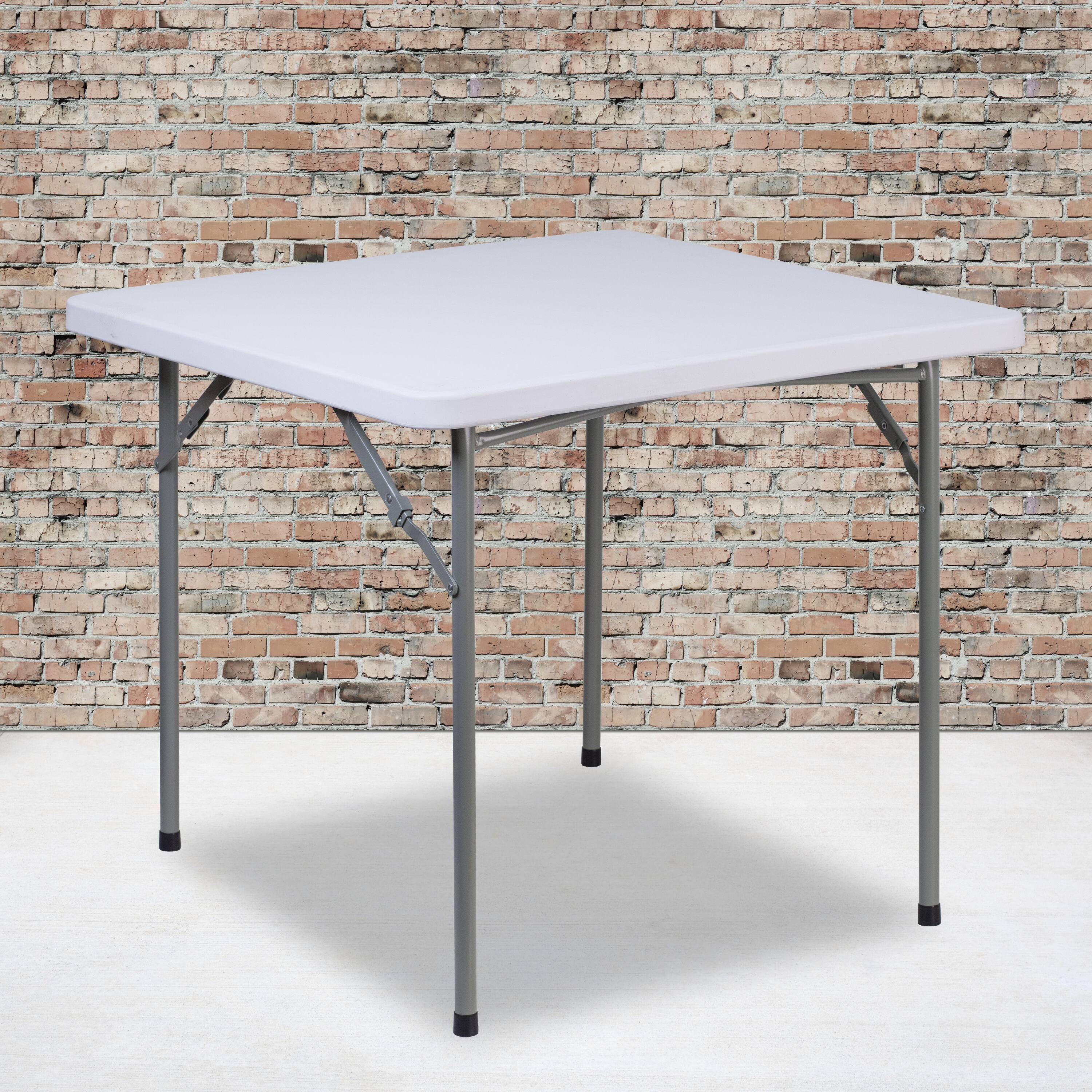 Alt View 1. Emma + Oliver - 2.81-Foot Square Plastic Folding Table - Granite White.