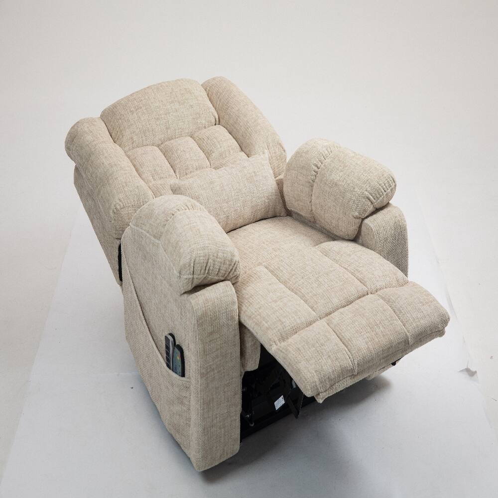 Alt View 4. Ropilly - Ropilly power lift recliner for big and tall seniors lay flat lift chair with heat and massage cream chenille - Cream.