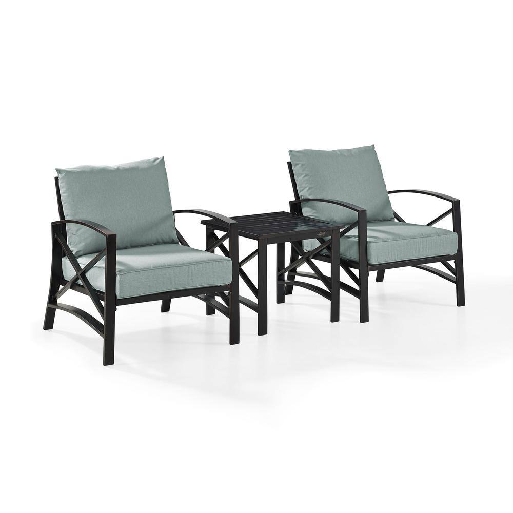 Alt View 1. Crosley Furniture - Kaplan 3Pc Outdoor Chair Set - Side Table & 2 Chairs - Mist.