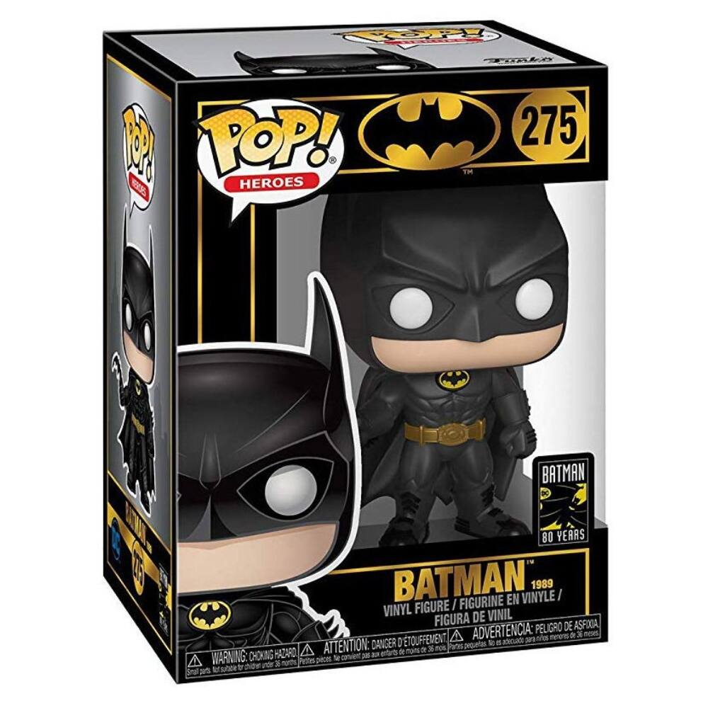 P FORL 1 POP! 275 TM BE HEROES TET  WARNING  HAZARD  norths t  BATMAN DC 80 YERAS BATMAN EN VINYLE 1989 VINYL FIGURE I FIGURINE FIGURA DE VINIL PELIGRO DE ASFIXIA ADVERTENCIA: p8 nes memores de X metes ATTENTION: DANGER D'TOUFFEMENT Partes pequetas  e adecuada de mons  3 nos p a chatss pieces S