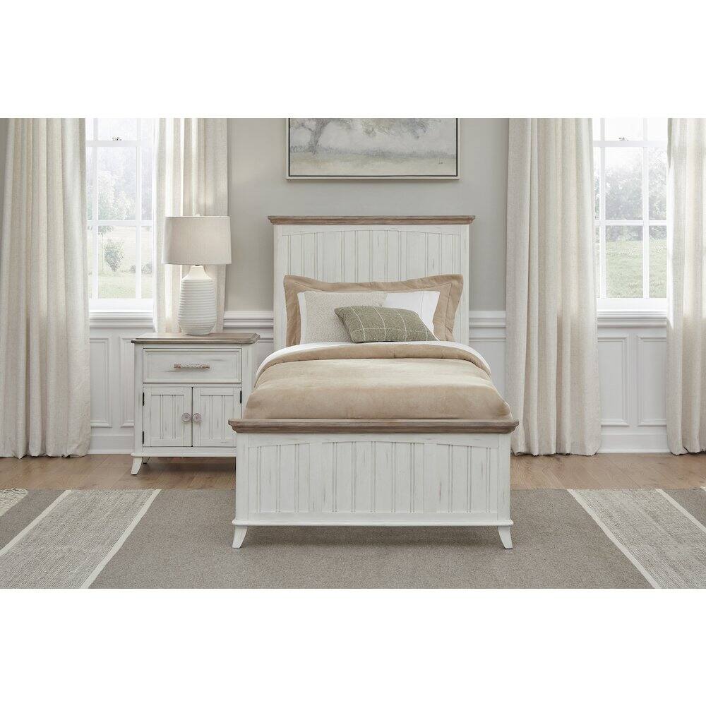 Alt View 2. American Woodcrafters - Beach Comber Nightstand - Weathered White - Sand Top - White.