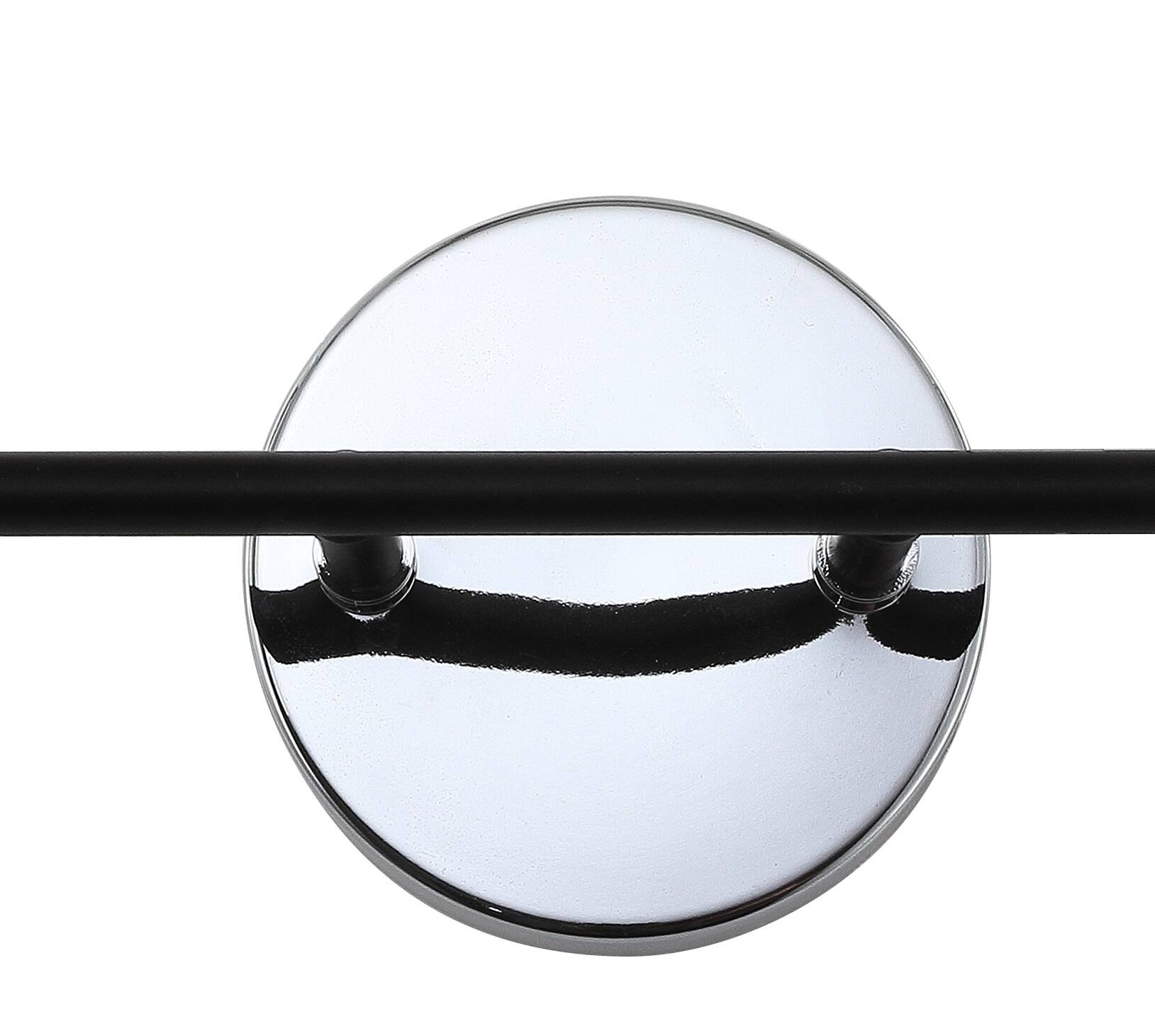 Alt View 5. Jonathan Y - Caleb 18" 2-Light Contemporary Transitional Iron/Glass LED Vanity Light, Chrome/Black - Chrome / Black.