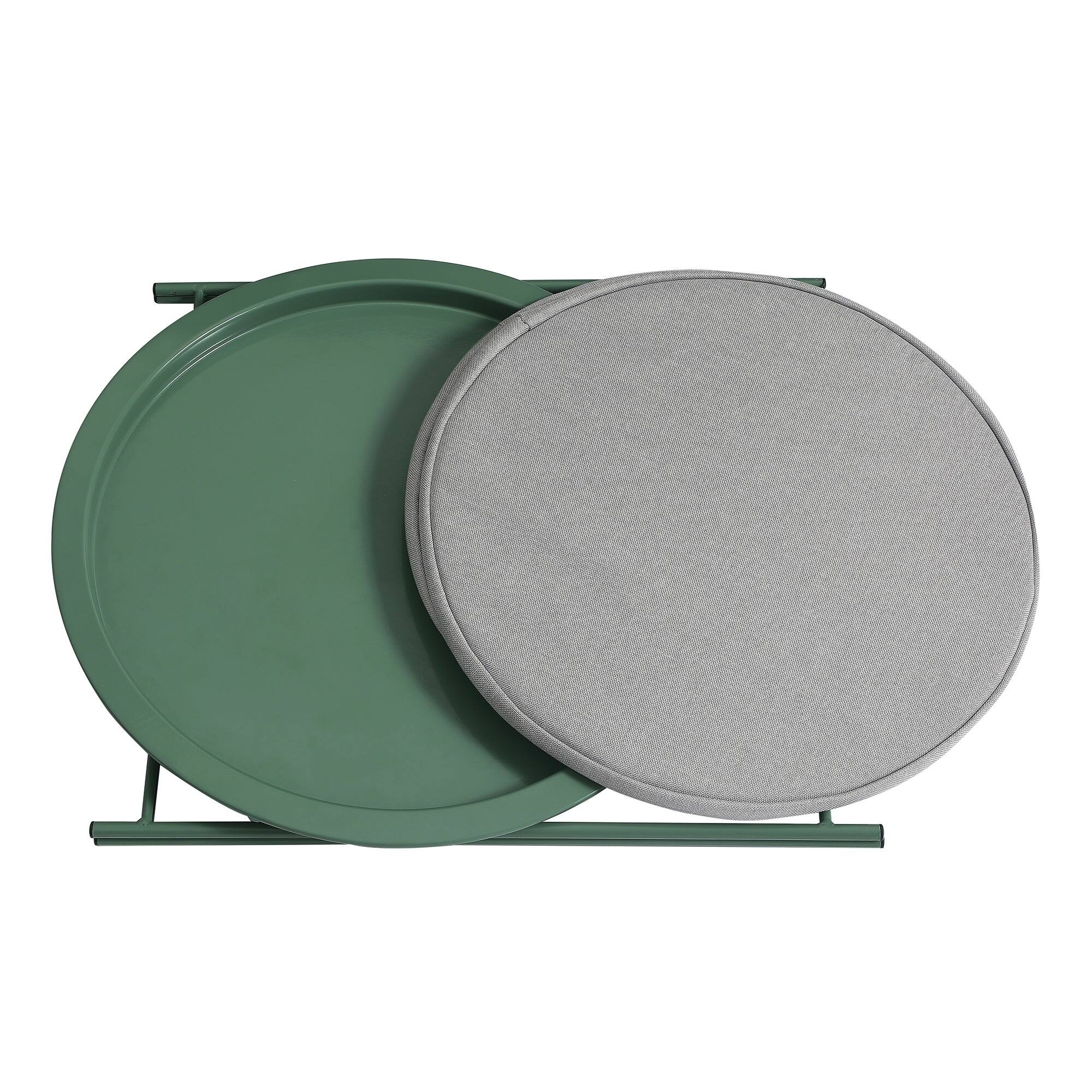 Alt View 2. Vecelo - 1Pack Foldable Metal Side Table With basket, Round Indoor Outdoor End Table for Living Room or Patio - Green.