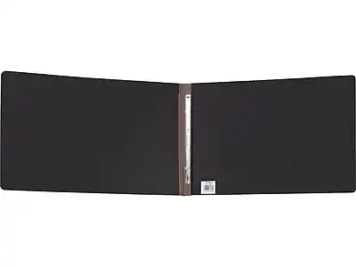 Front. Oxford - 2-Prong Report Cover with Reinforced Side Hinge, Ledger Size - Black.