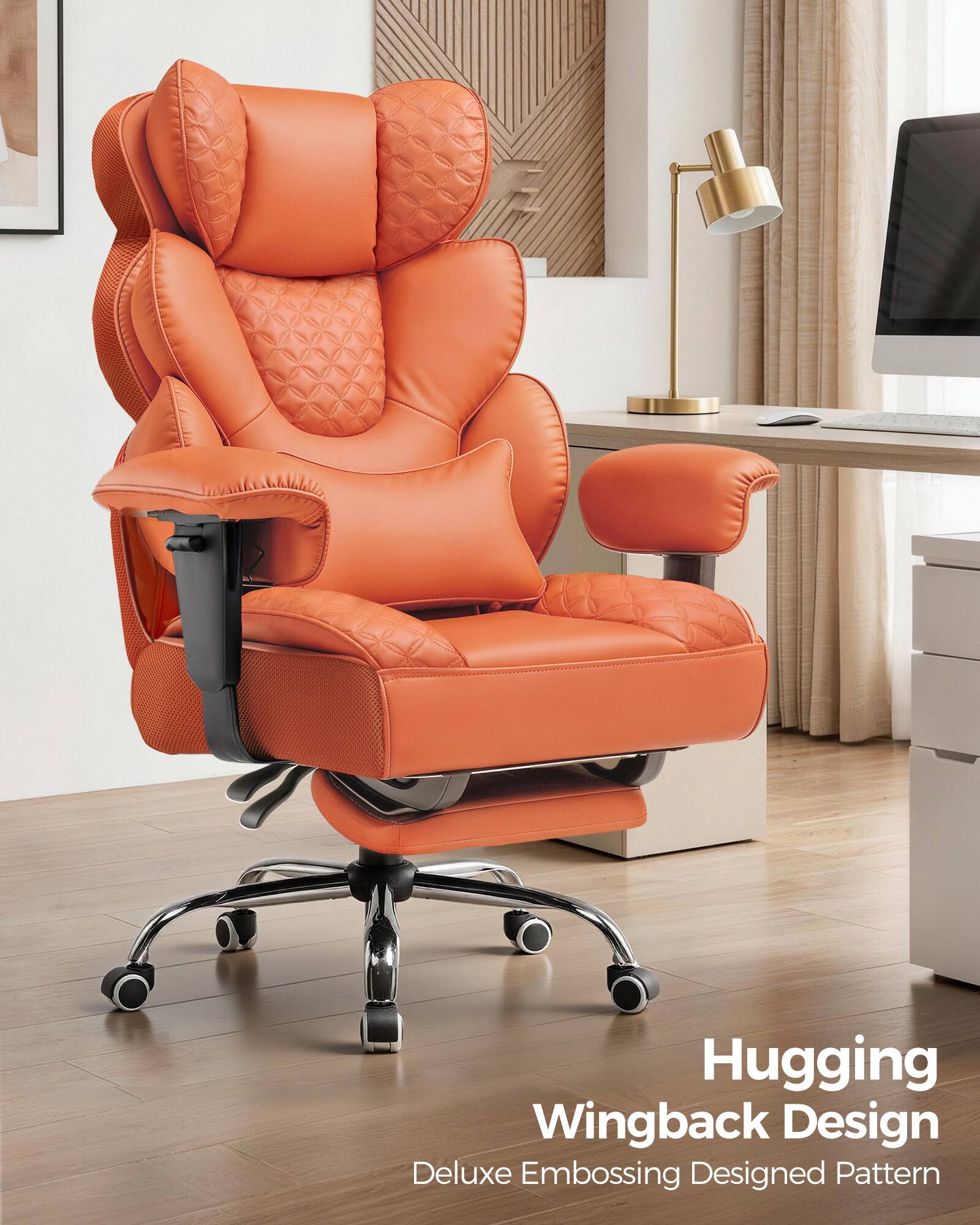 Hugging Wingback Design  
Deluxe Embossing Designed Pattern