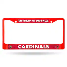 Rico Industries - University of Louisville Cardinals Red Painted Chrome Metal License Plate Frame - Multi