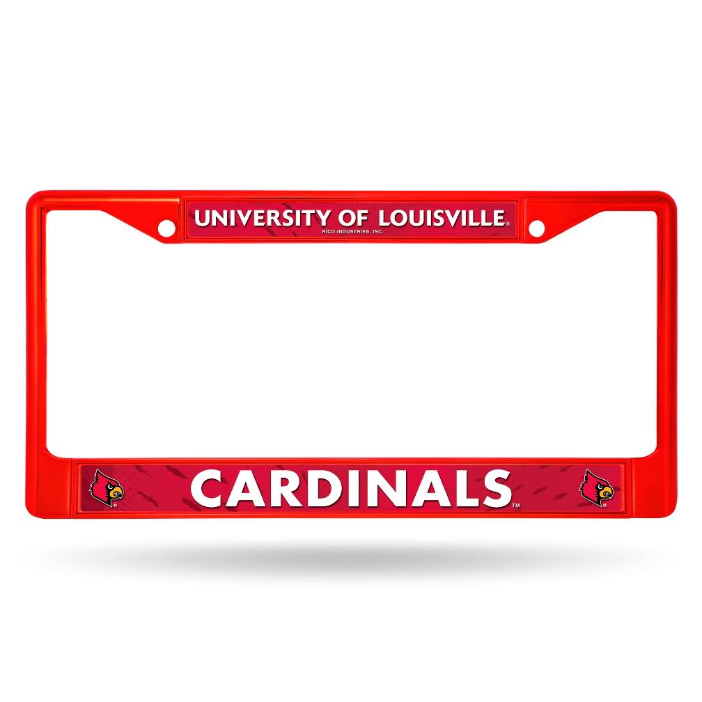 Louisville Cardinals Red Painted Chrome Metal License Plate Frame