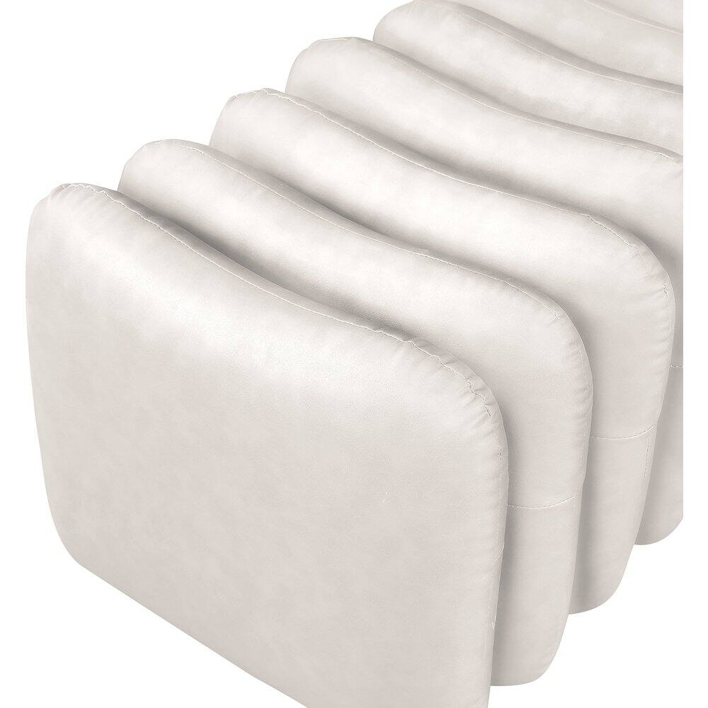 Alt View 4. Meridian Furniture - Atticus Cream Vegan Leather Bench - Beige.