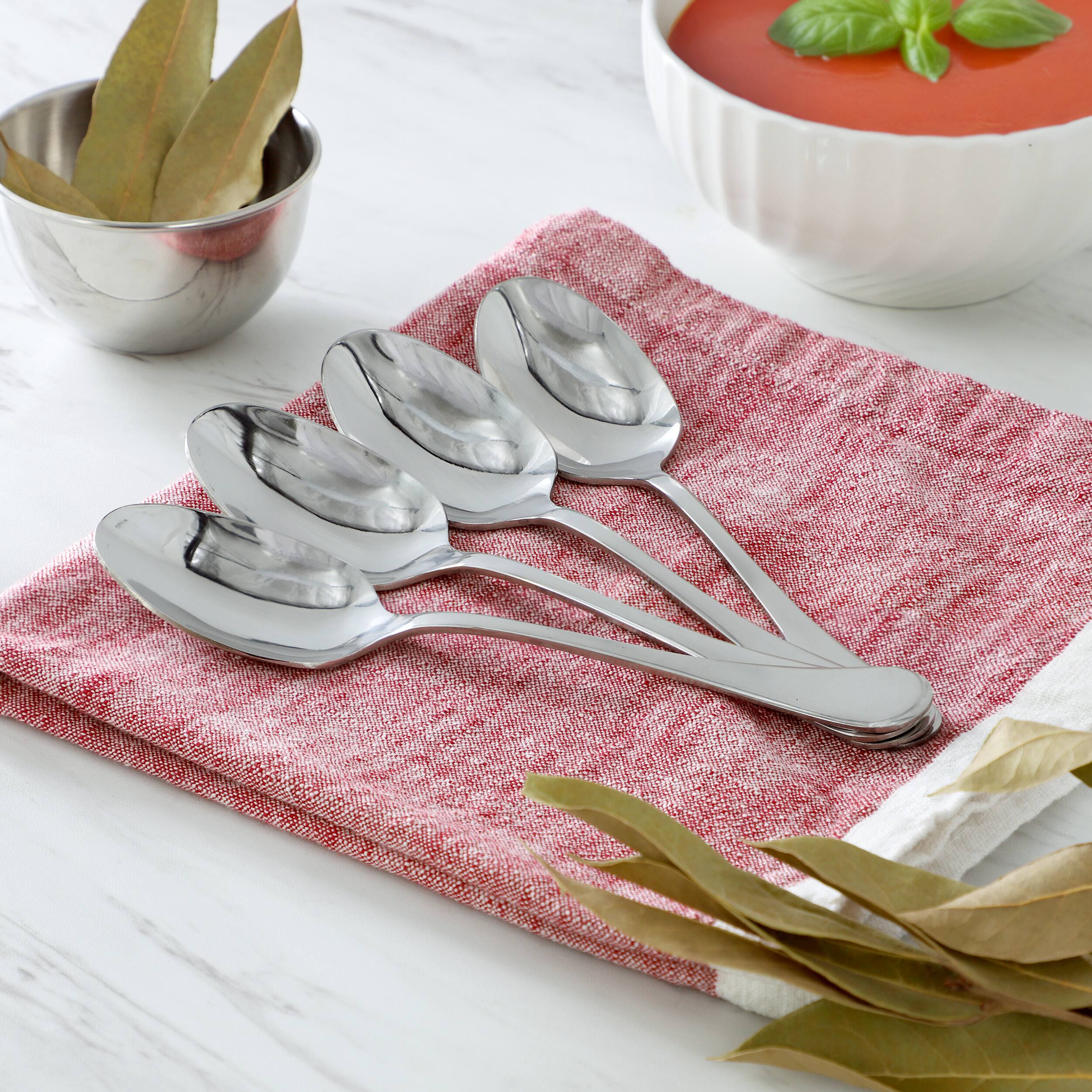 Alt View 1. Gibson - Gibson Home Manchester 4 Piece Stainless Steel Dinner Spoon Set - Silver.