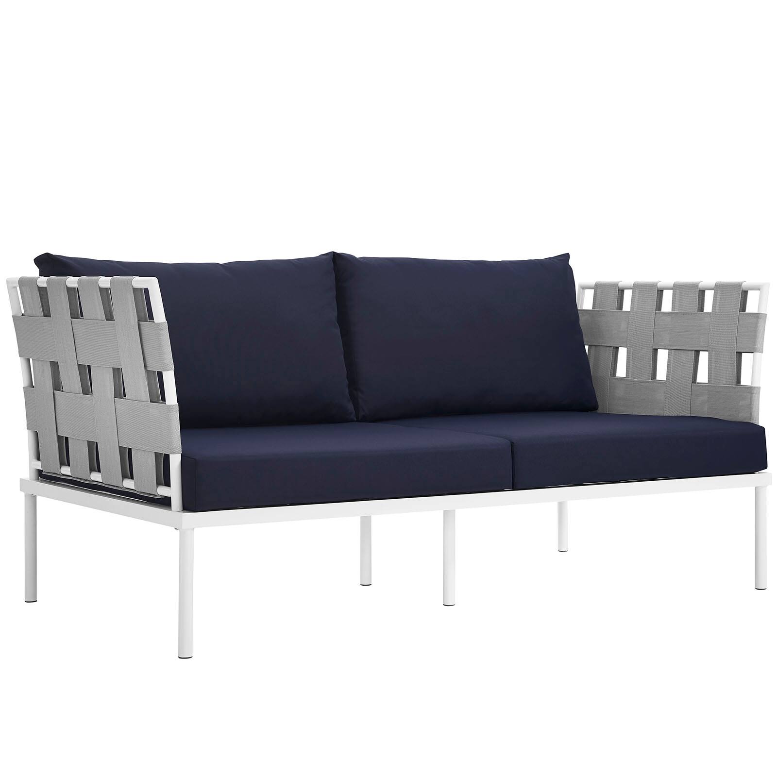 Angle. Modway - Harmony Outdoor Patio Aluminum Loveseat by Modway - White Navy.