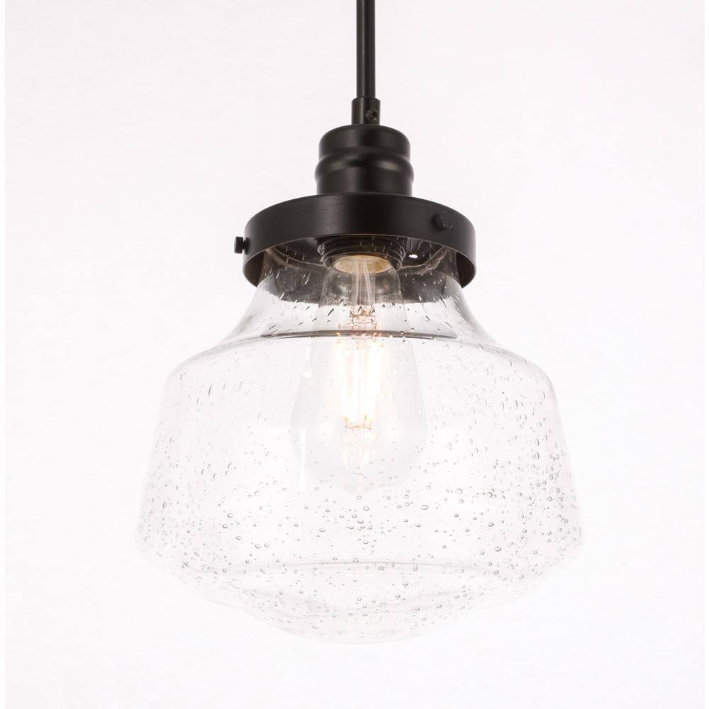 Alt View 2. Living District - Lyle 1 light Black and Clear seeded glass pendant - Black And Clear Seeded Glass.