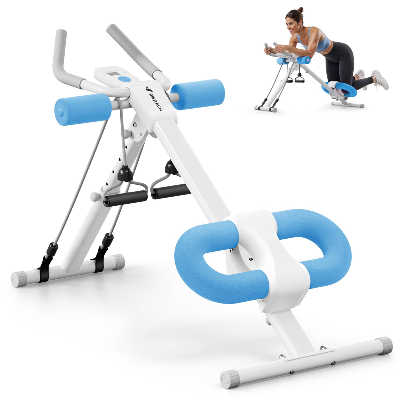 Front. MERACH - MERACH New Adjustable Ab Trainer Foldable Machine for Abs Workout at Home Gym - Blue.